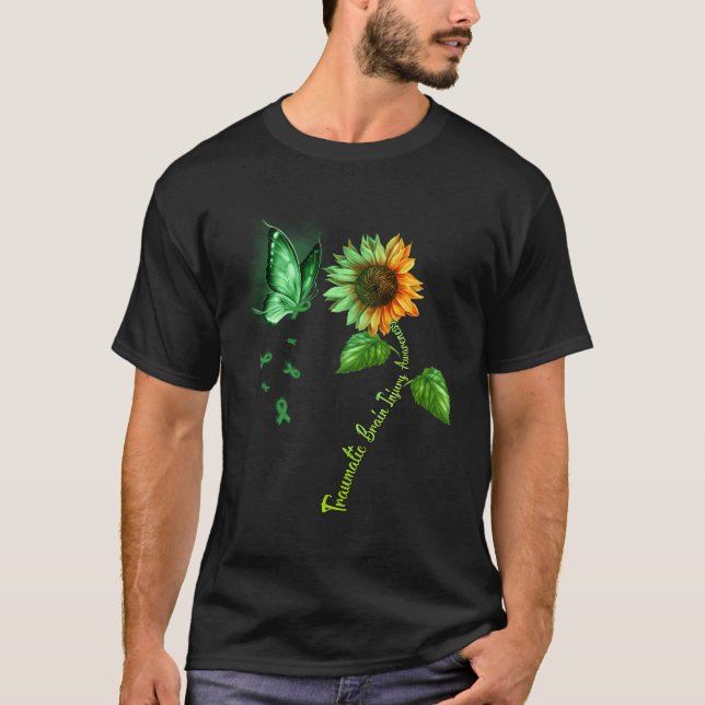 Butterfly Sunflower Traumatic Brain Injury T-Shirt (Front)