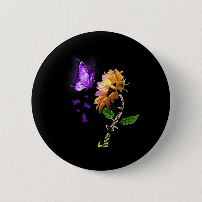 Butterfly Sunflower Turner Syndrome Awareness  6 Cm Round Badge (Front)