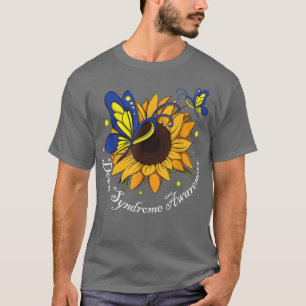 Butterfly Sunflower World Down Syndrome Awareness  T-Shirt