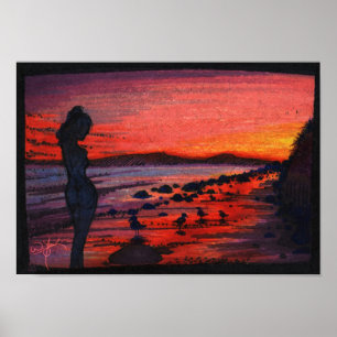 Butterfly Sunset Poster