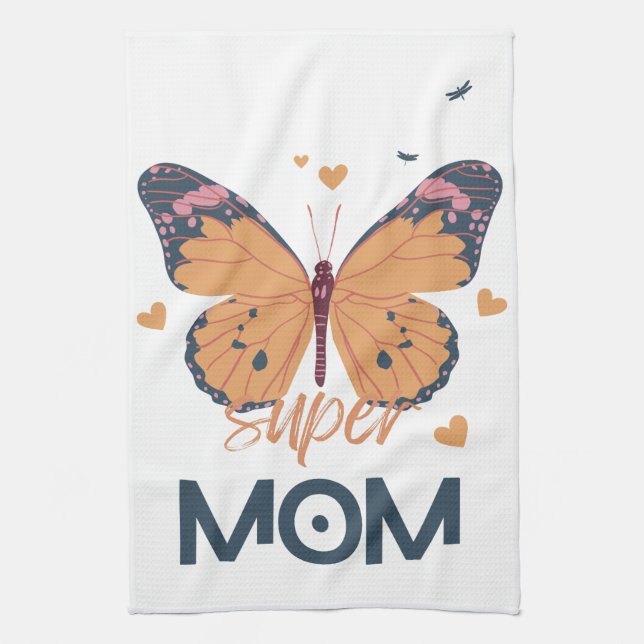 Butterfly Super MOM Tea Towel (Vertical)