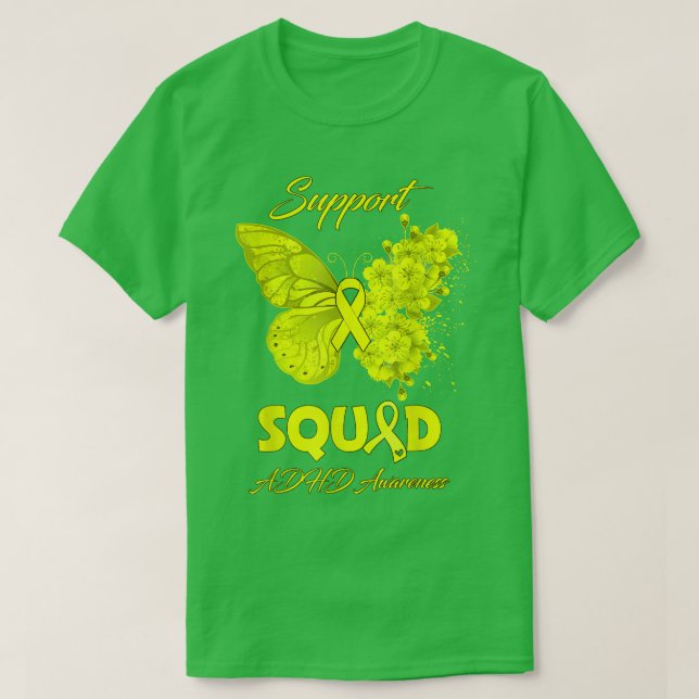 Butterfly Support Squad ADHD Awareness  T-Shirt (Design Front)