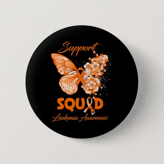 Butterfly Support Squad Leukaemia Awareness  6 Cm Round Badge (Front)