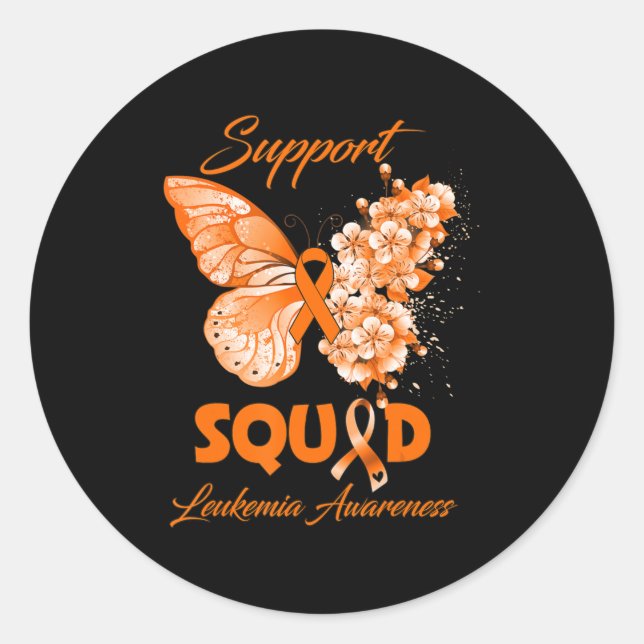 Butterfly Support Squad Leukaemia Awareness  Classic Round Sticker (Front)