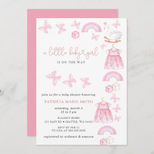 Butterfly Swan Princess Pink Girl Baby Shower Invitation
