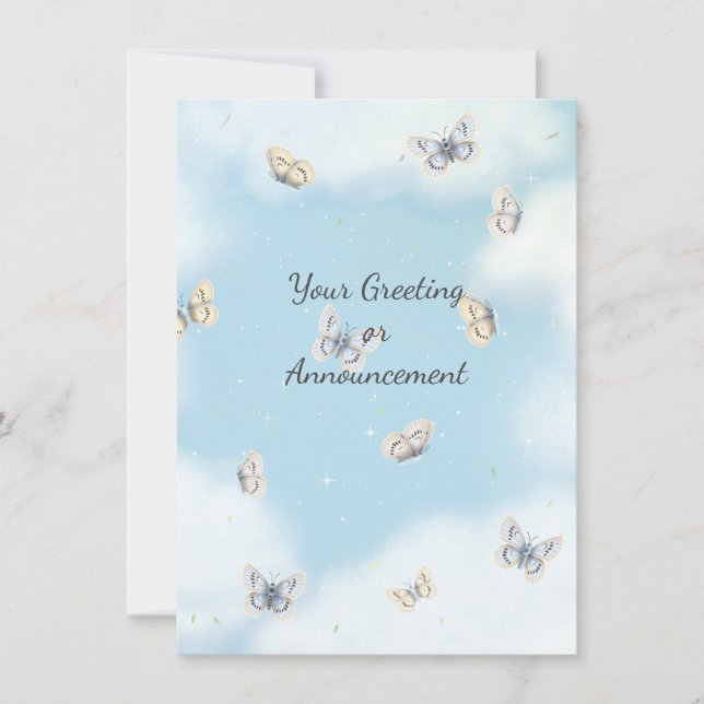 Butterfly Swarm in Dreamy Blue Sky Custom Card (Front)