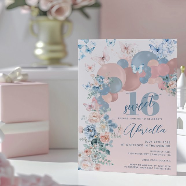 Butterfly Sweet 16 Birhday Invitation (Creator Uploaded)