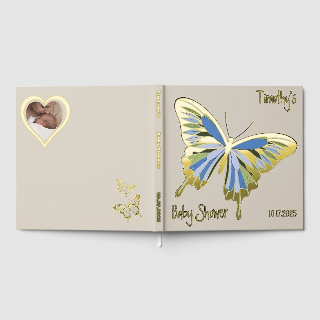 Butterfly Sweet Palette Baby Shower Rose Gold Guest Book (Full)