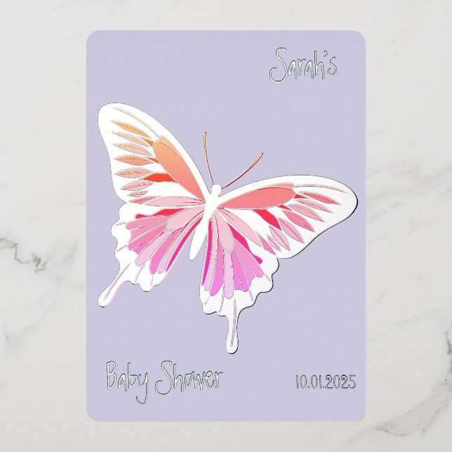 Butterfly Sweet Palette Baby Shower silver  (Front)