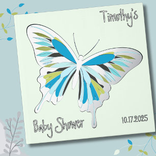 Butterfly Sweet Palette Baby Shower silver foil Guest Book