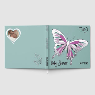 Butterfly Sweet Palette Baby Shower Silver Foil  Guest Book