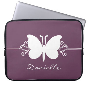 Butterfly Swirls Laptop Sleeve, Purple Laptop Sleeve