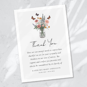 Butterfly Sympathy Funeral Thank You Card