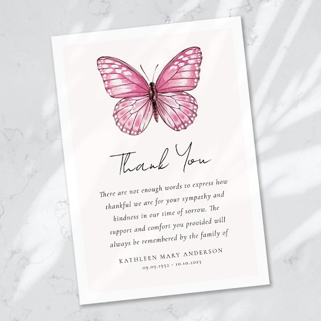 Butterfly Sympathy Funeral Thank You Card (Creator Uploaded)