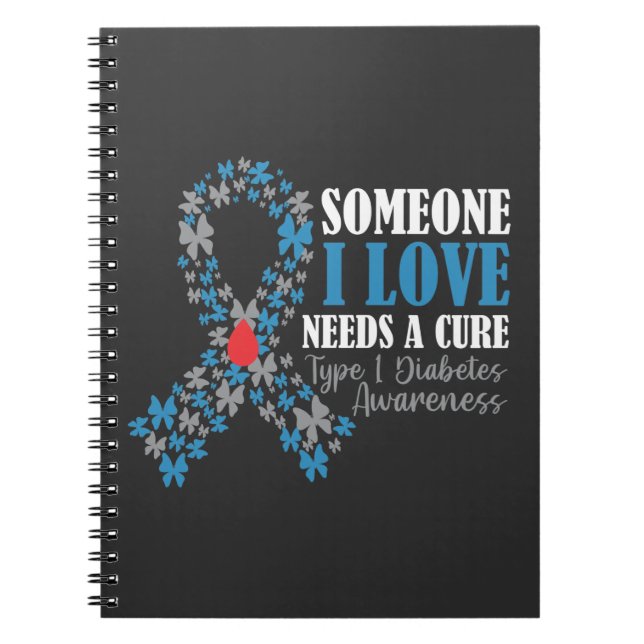 Butterfly T1D Diabetes Awareness Diabetic Support Notebook (Front)