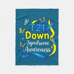 Butterfly t21 support world down syndrome awarenes fleece blanket