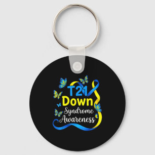 Butterfly t21 support world down syndrome awarenes key ring