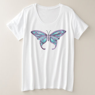 Butterfly T-Shirt, Lavender & Teal Plus Size T-Shirt