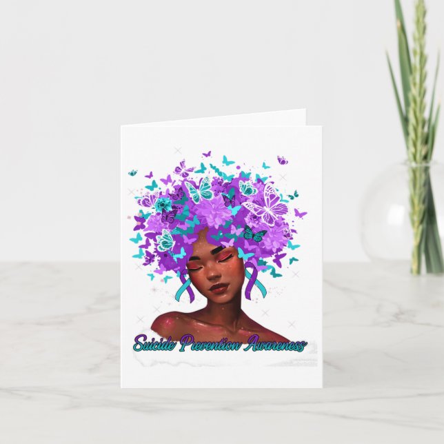 Butterfly Teal And Purple Suicide Prevention Aware Card (Front)