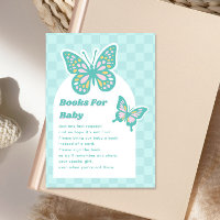Butterfly Teal Baby Shower Book Request