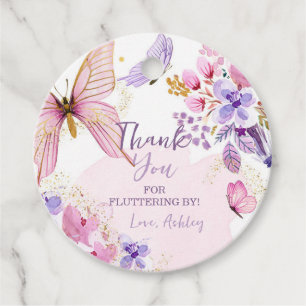 Butterfly Thank Fluttering By Girl Birthday Favour Tags