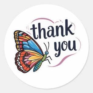 Butterfly Thank You  Classic Round Sticker