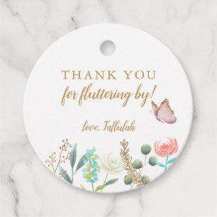 Butterfly Thank You For Fluttering By Birthday Favour Tags