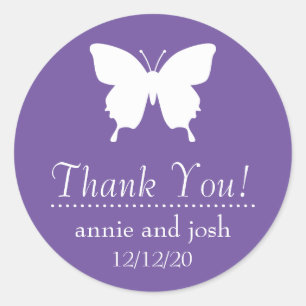 Butterfly Thank You Labels (Plum Purple)