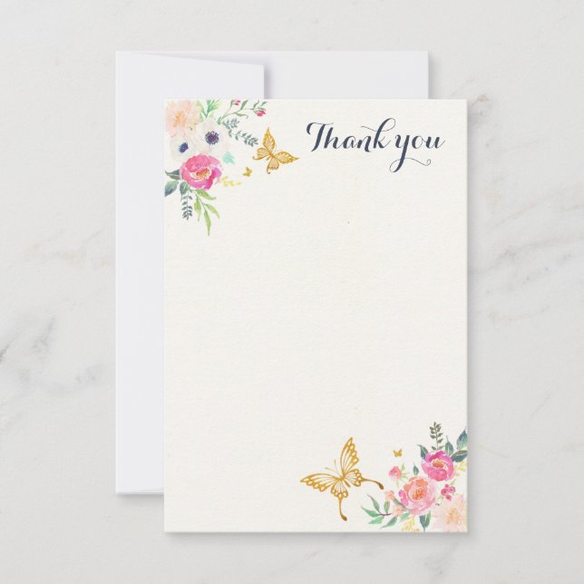 Butterfly Thank You Note Card (Front)