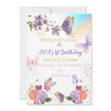 Butterfly Theme Birthday Invitation