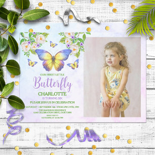 Butterfly Theme Girl's Birthday Party Invitation