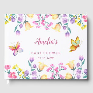 Butterfly Theme Spring Floral Garden Baby Shower Guest Book
