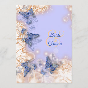 Butterfly theme wedding blue ivory invitation