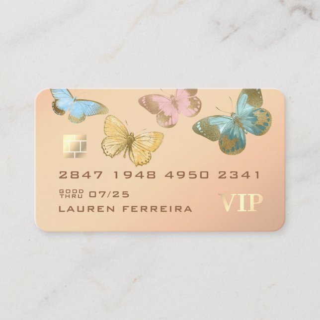 Butterfly Themed Credit Card Style Business Card (Front)