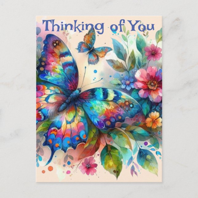 Butterfly Thinking of You Personalised  Postcard (Front)