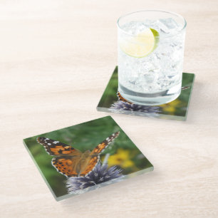 Butterfly Thistle Glass Coaster