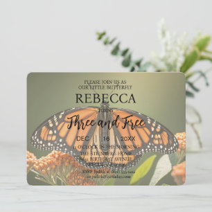 Butterfly Three and Free Birthday Invitations