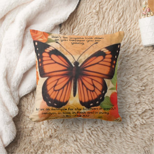 Butterfly Throw Pillow 1 Timothy 4:12
