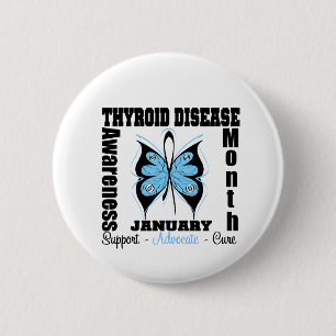 Butterfly Thyroid Disease Awareness Month 6 Cm Round Badge