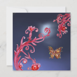 BUTTERFLY  TOPAZ BLUE bright pink,red Invitation