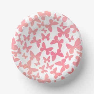 Butterfly Toss (Peach) Paper Plate