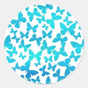 Butterfly Toss (Teal) Classic Round Sticker