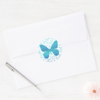 Butterfly Toss (Teal-Single) Classic Round Sticker