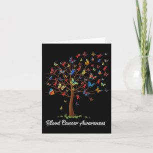 Butterfly Tree Beautiful Red Ribbon Blood Cancer A Card