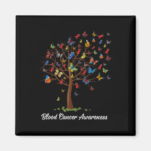 Butterfly Tree Beautiful Red Ribbon Blood Cancer A Magnet