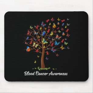 Butterfly Tree Beautiful Red Ribbon Blood Cancer A Mouse Pad