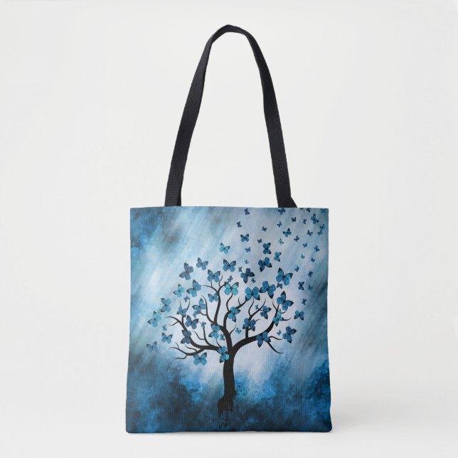 Butterfly Tree - Blue Marble Mist Tote Bag (Front)