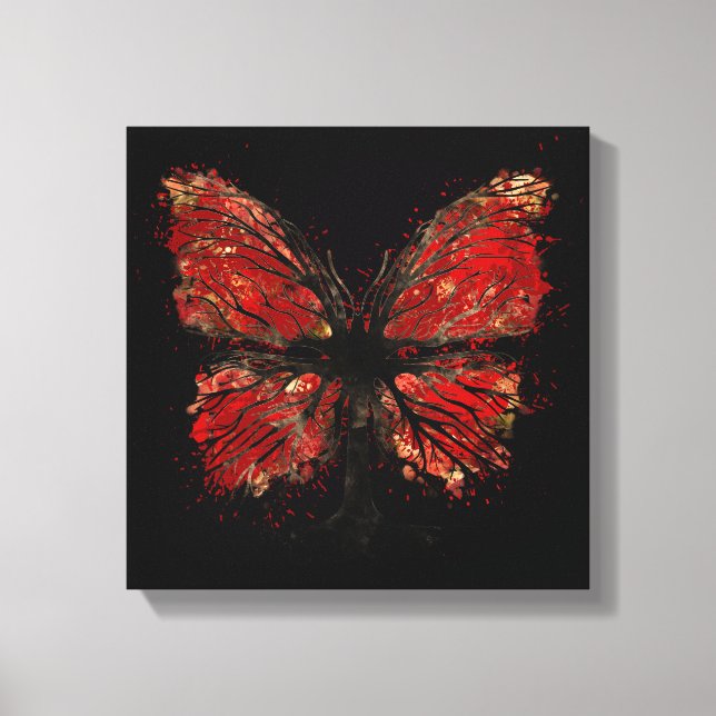 Butterfly Tree - Gold and Red Canvas Print (Front)