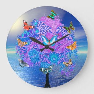 Butterfly Tree Large Clock