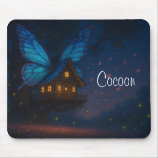 Butterfly Treehouse at Night Mousepad